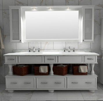 Тумба під умивальник Magic Room на два умивальники з мармуровою стільницею 180 см mgr100 фото
