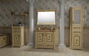 Тумба под умывальник Magic Room 100 см с умывальником и мраморной столешницей mgr111 фото