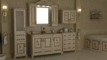 Тумба под умывальник Magic Room 120 см с умывальником и мраморной столешницей mgr112 фото